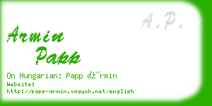 armin papp business card